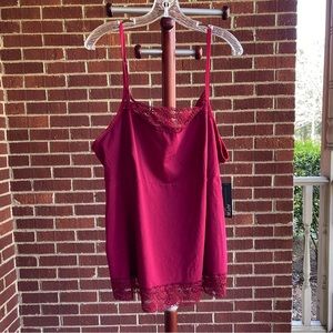 Apt. 9 Camisole Red / Burgundy Adjustable Strap Lace Trimmed NWT